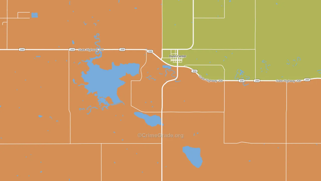 Dunn Center, ND Map of Robbery Rates