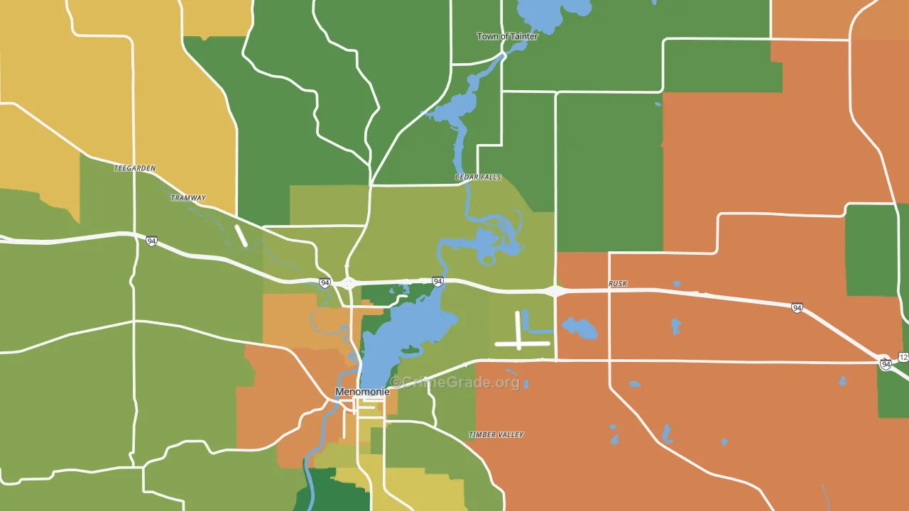 Dunn County, WI Map of Robbery Rates