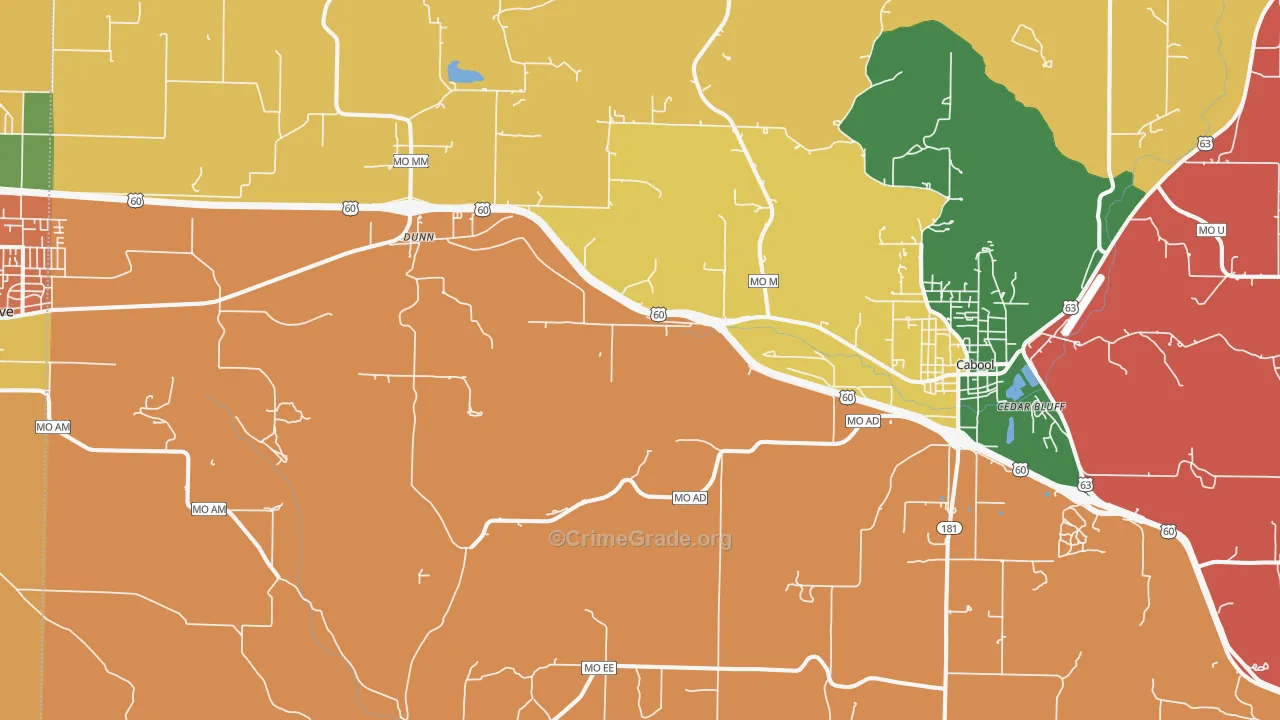 Dunn, MO Map of Robbery Rates