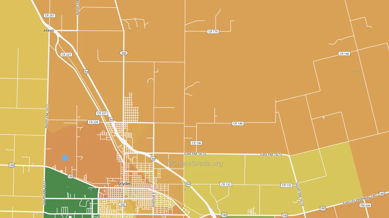 Dunn, TX Map of Robbery Rates