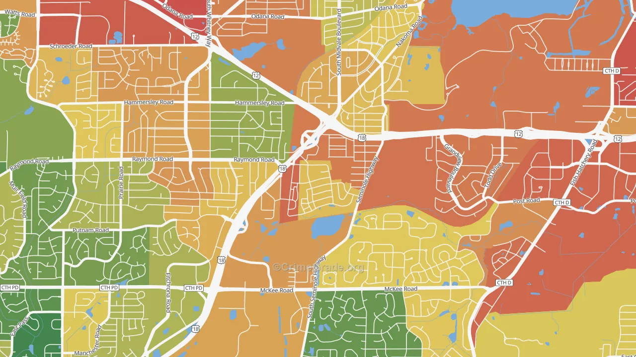 Dunn's Marsh, Madison, WI Map of Robbery Rates