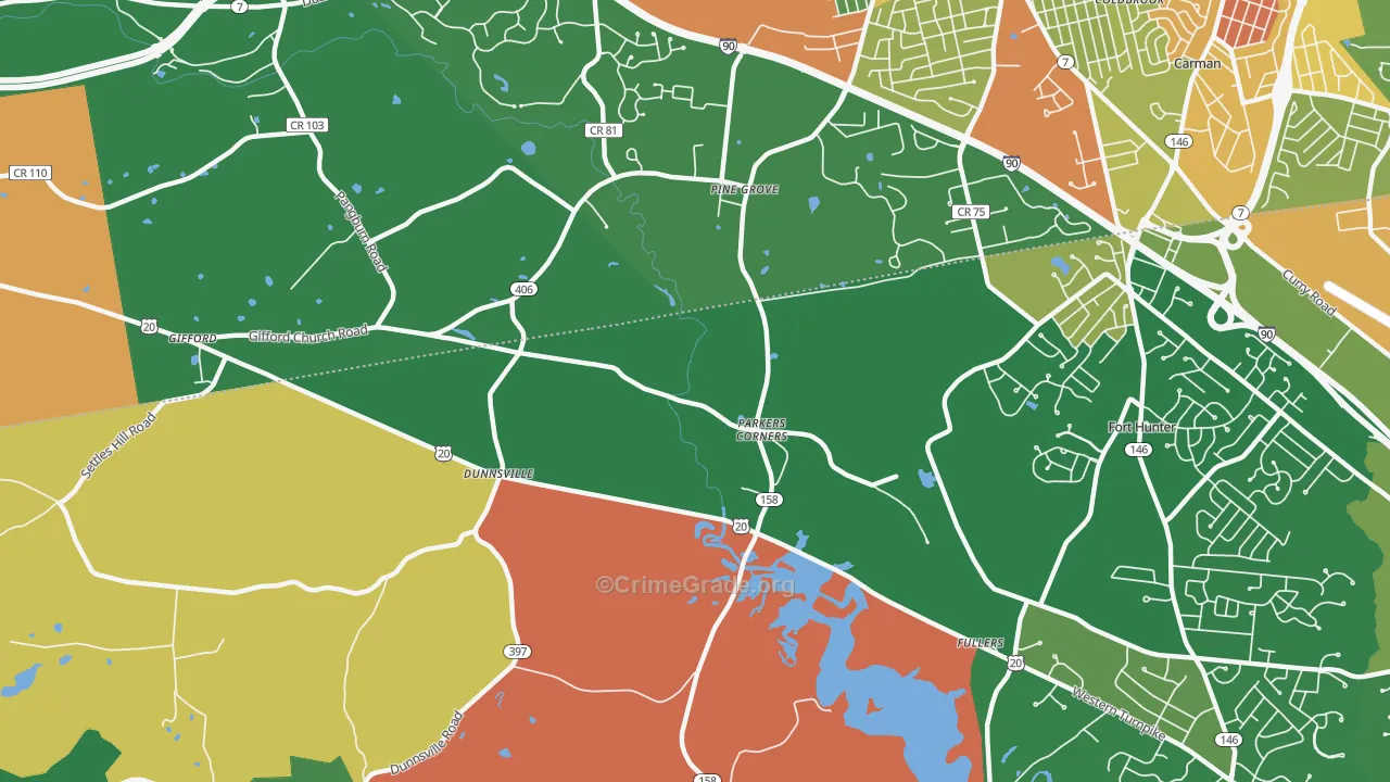 Dunnsville, NY Map of Robbery Rates