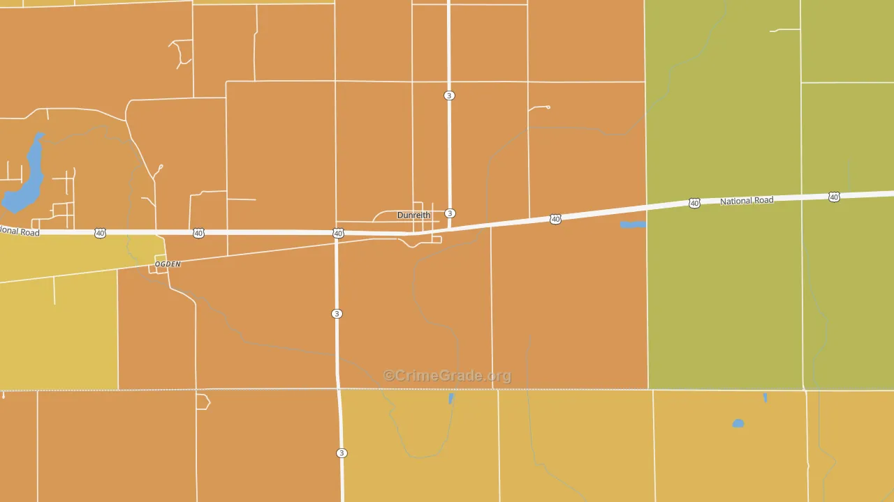 Dunreith, IN Map of Robbery Rates