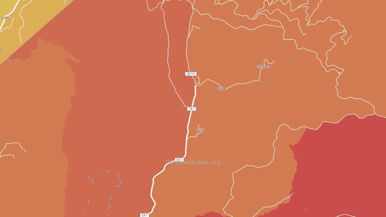 Duo, WV Map of Robbery Rates