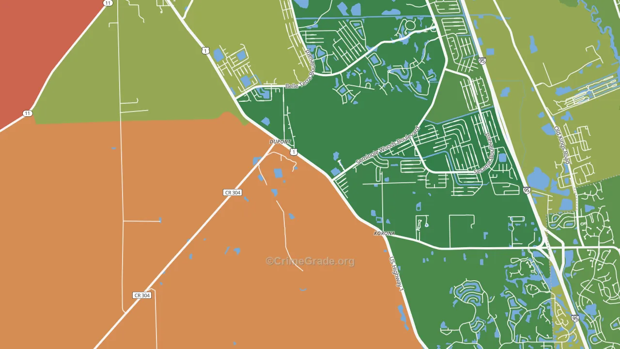 Dupont, FL Map of Robbery Rates
