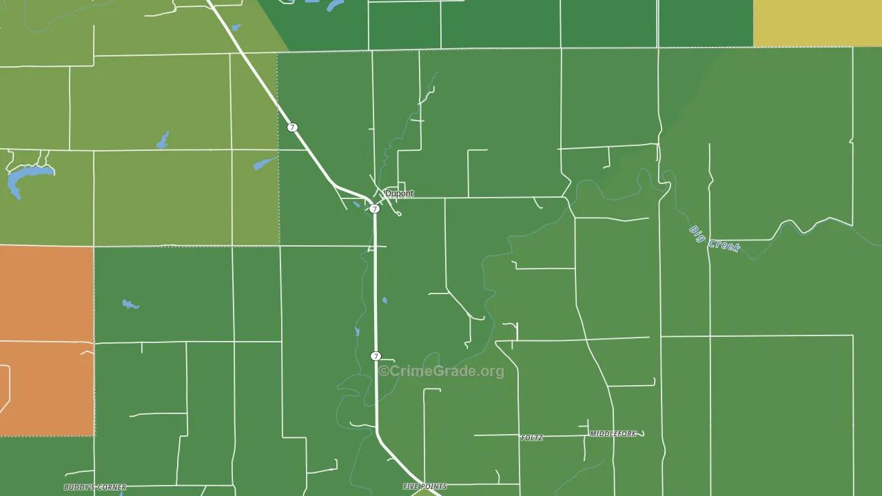 Dupont, IN Map of Robbery Rates