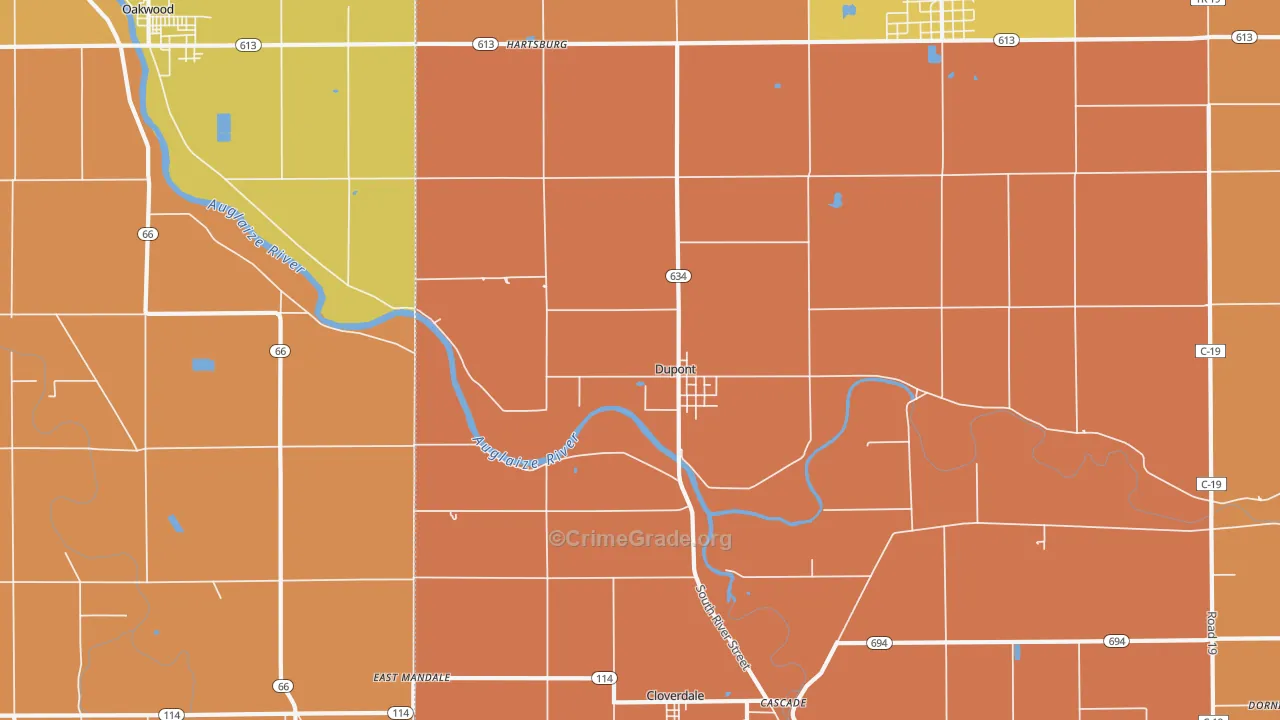 Dupont, OH Map of Robbery Rates