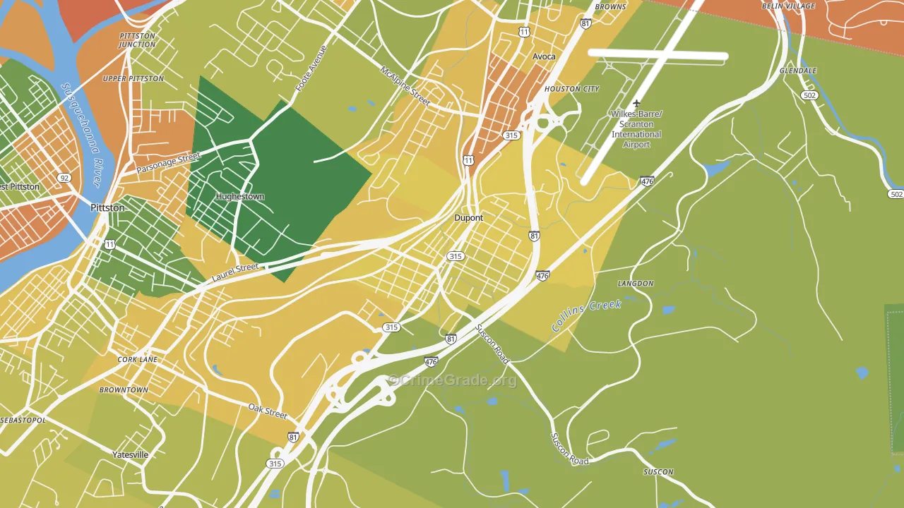 Dupont, PA Map of Robbery Rates