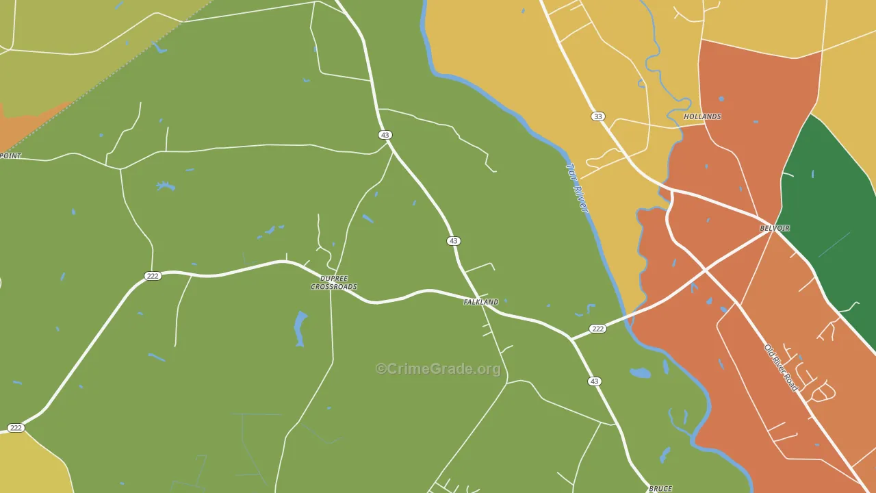 Dupree Crossroads, NC Map of Robbery Rates