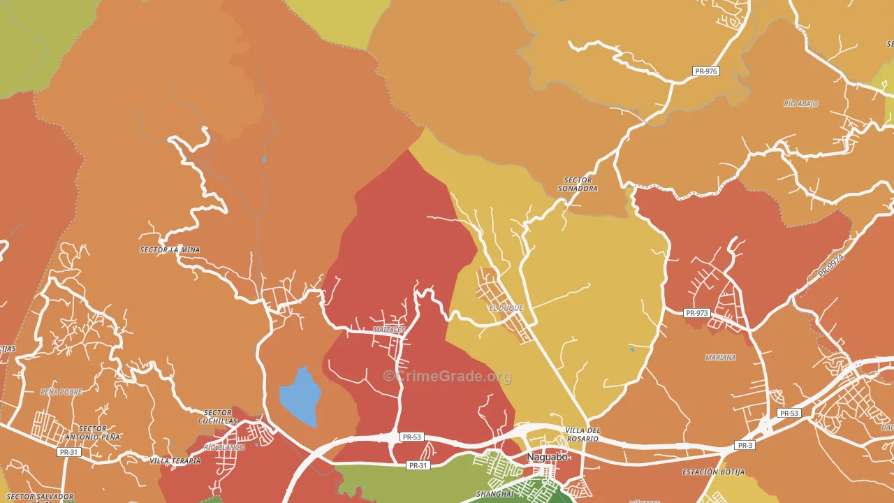 Duque, PR Map of Robbery Rates