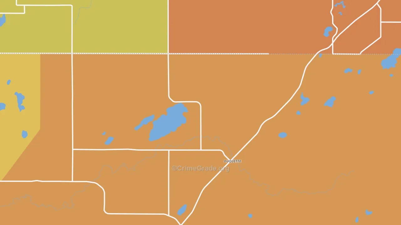 Duquette, MN Map of Robbery Rates