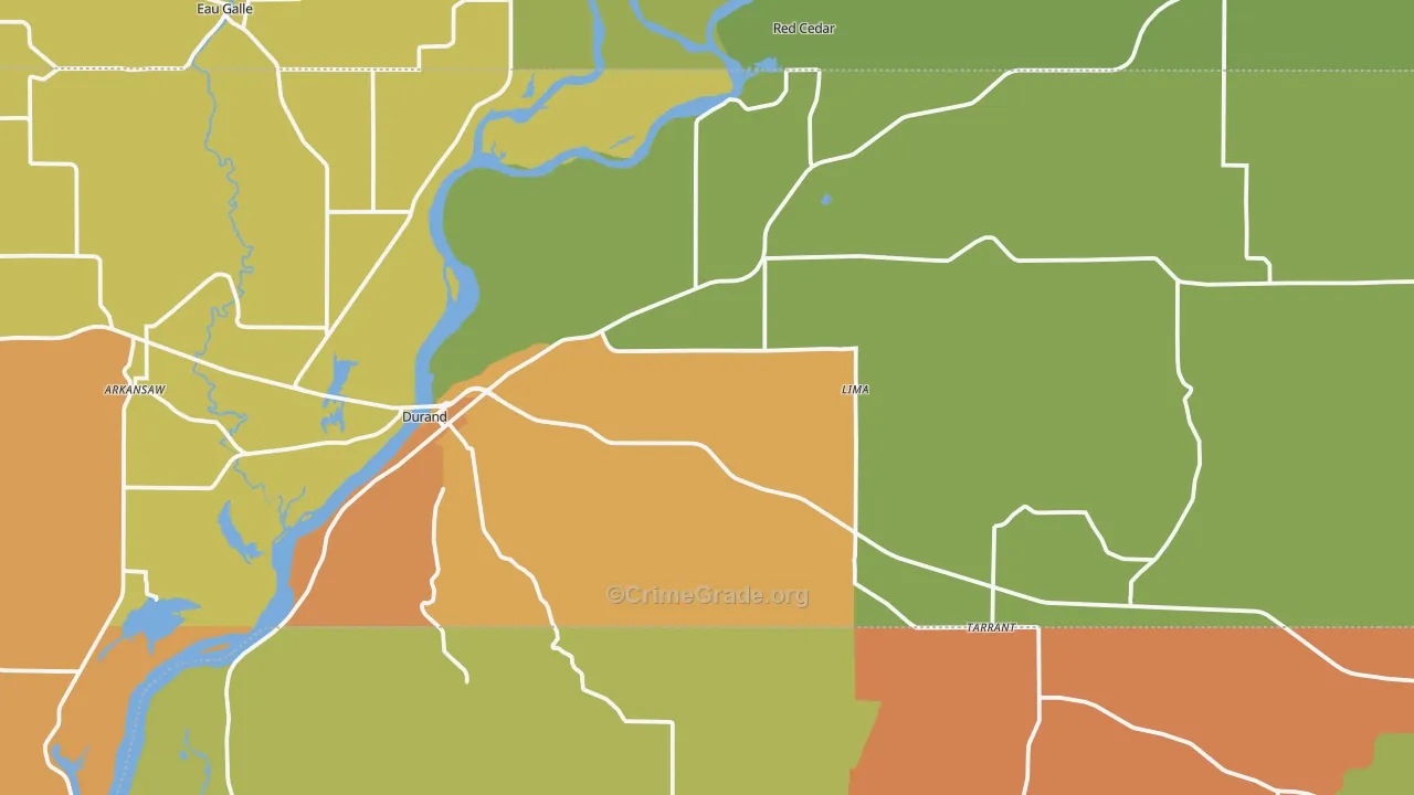 Durand, WI Map of Robbery Rates