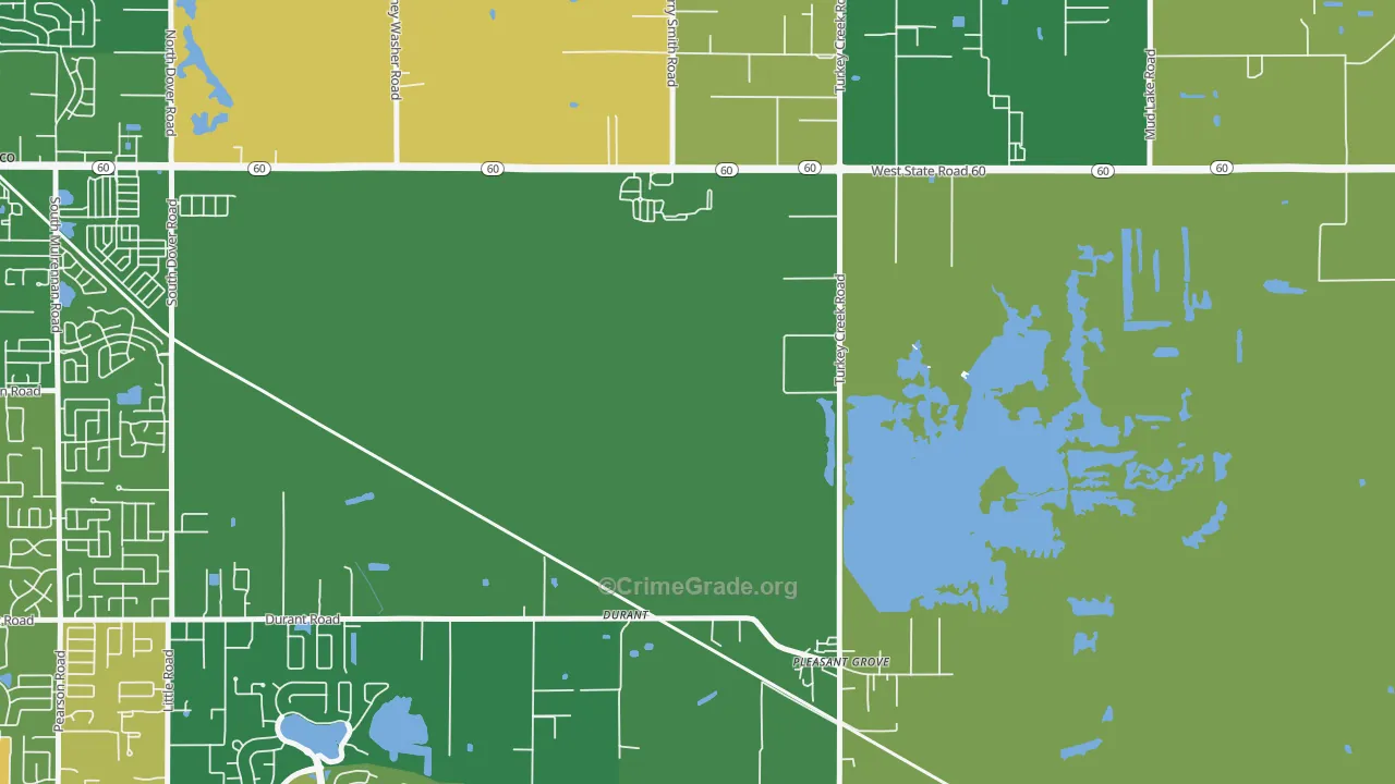 Durant, FL Map of Robbery Rates
