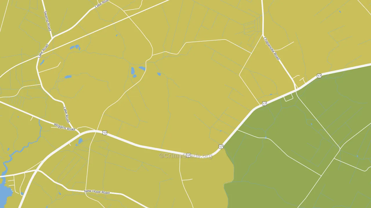 Durants Neck, NC Map of Robbery Rates