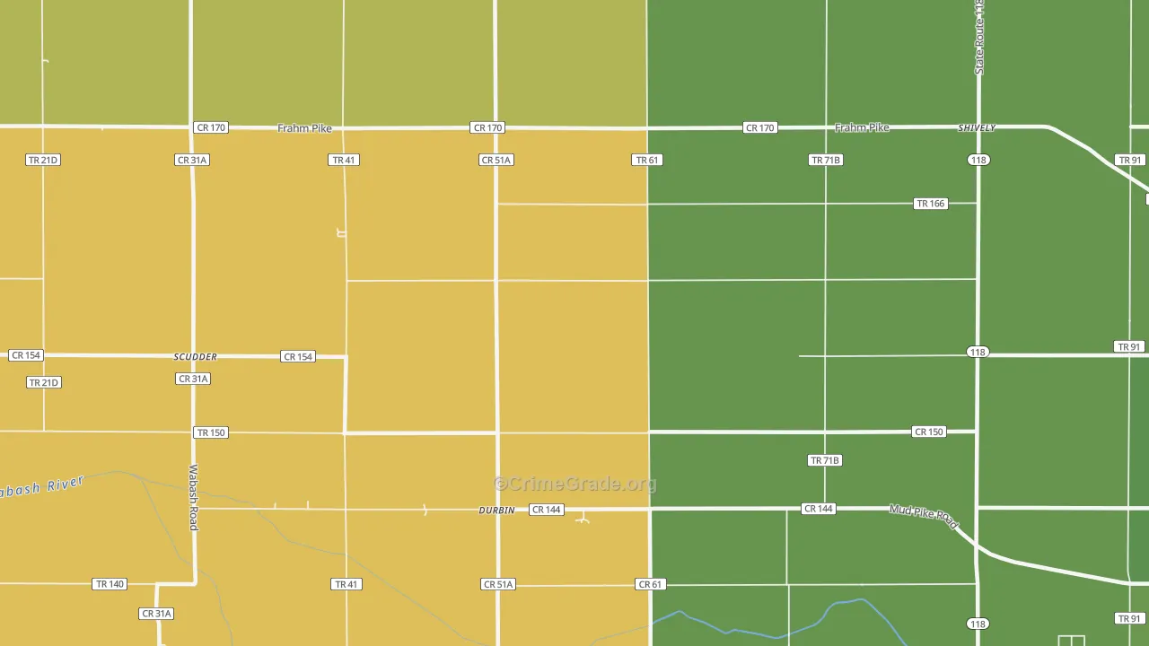Durbin, OH Map of Robbery Rates