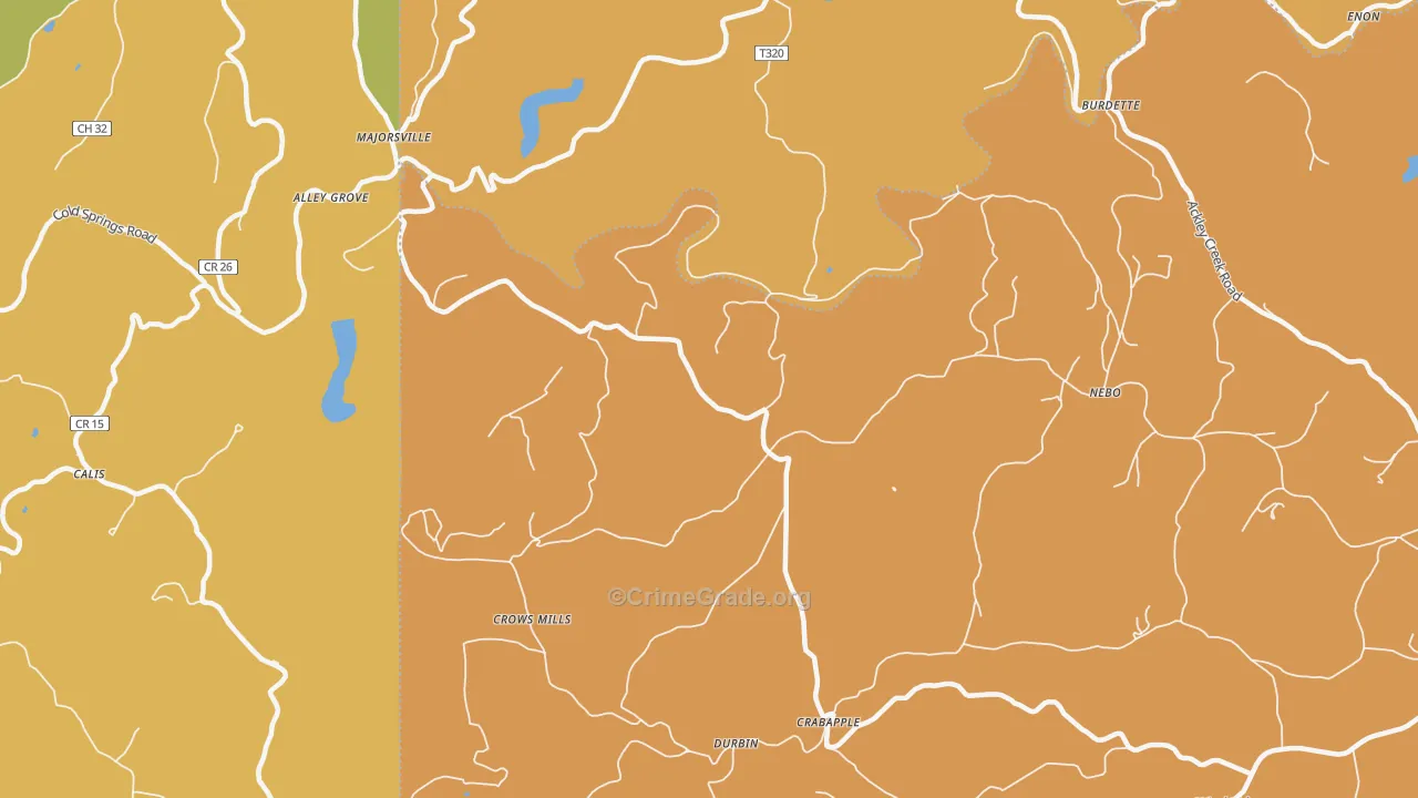 Durbin, PA Map of Robbery Rates