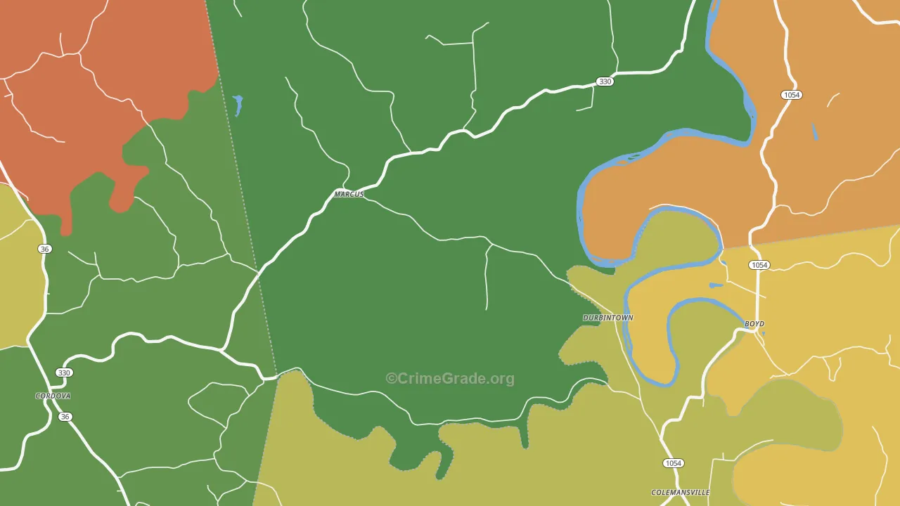Durbintown, KY Map of Robbery Rates