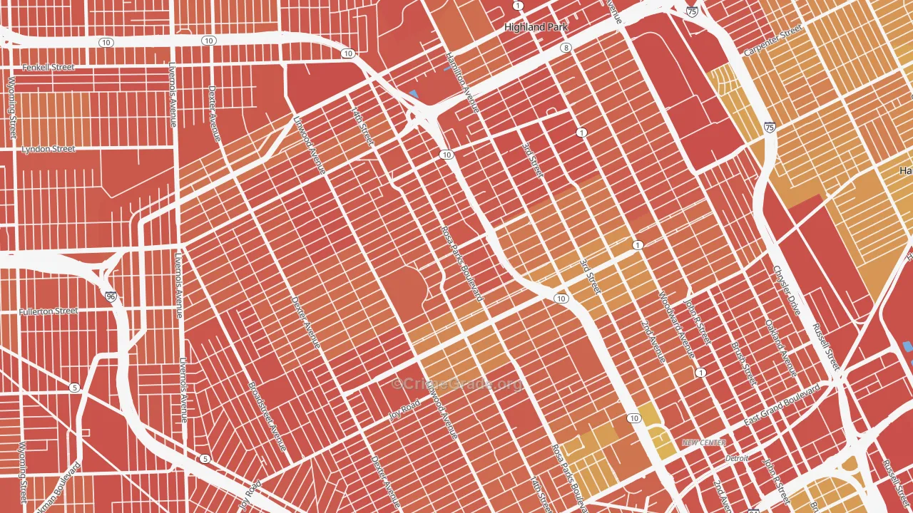 Durfee, Detroit, MI Map of Robbery Rates