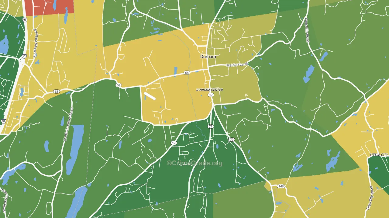 Durham, CT Map of Robbery Rates
