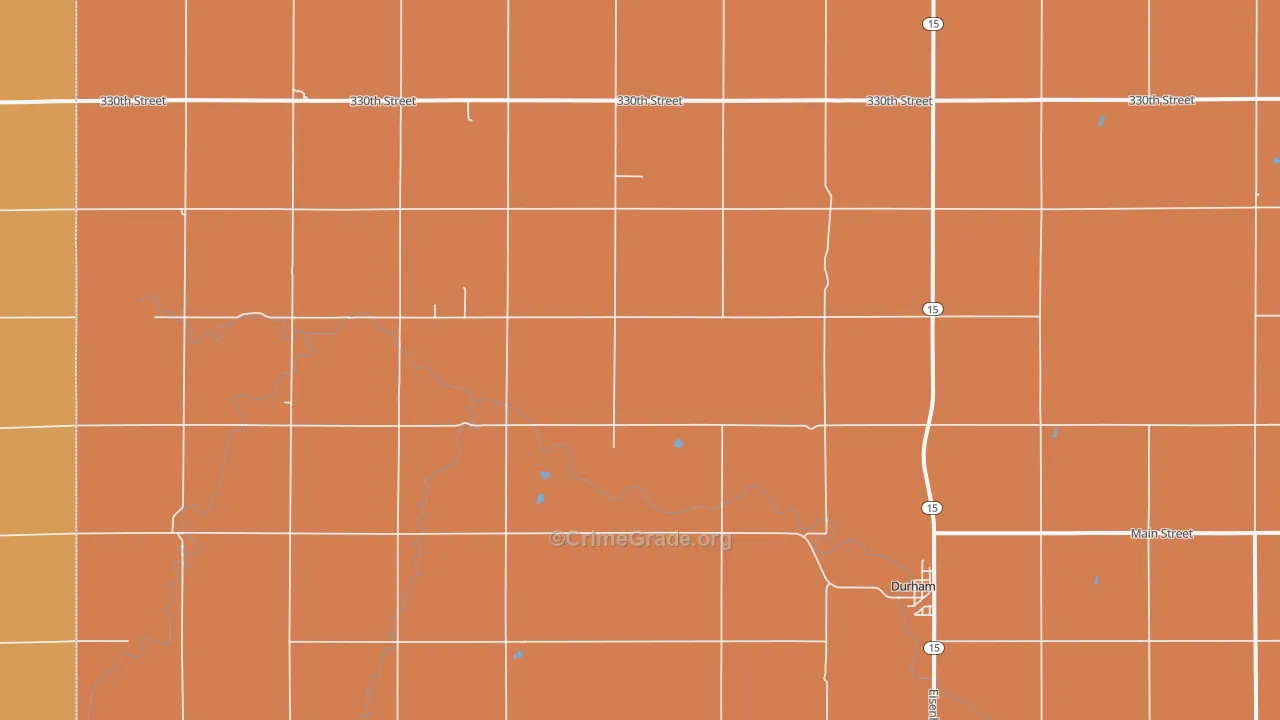 Durham, KS Map of Robbery Rates