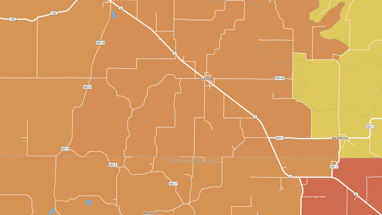 Durham, MO Map of Robbery Rates