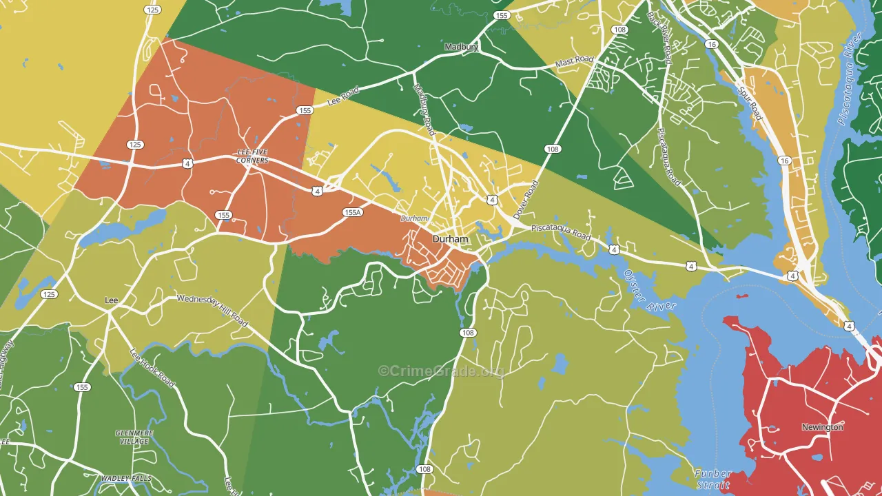 Durham, NH Map of Robbery Rates