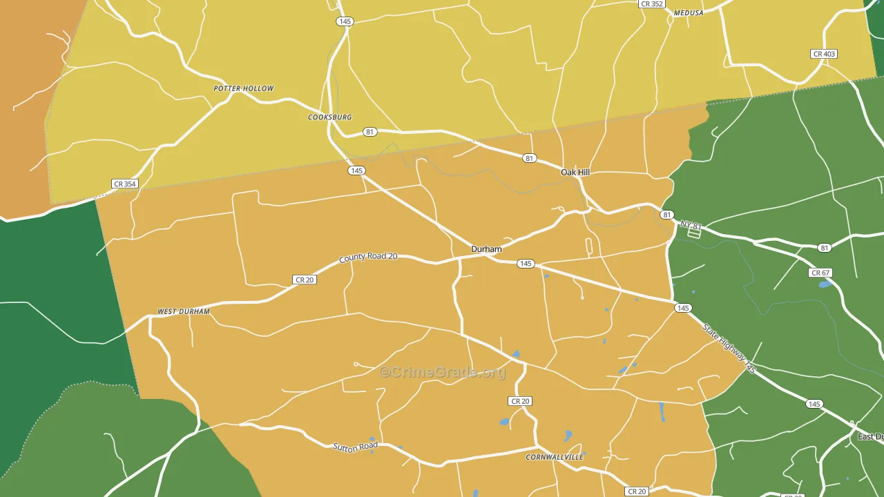 Durham, NY Map of Robbery Rates