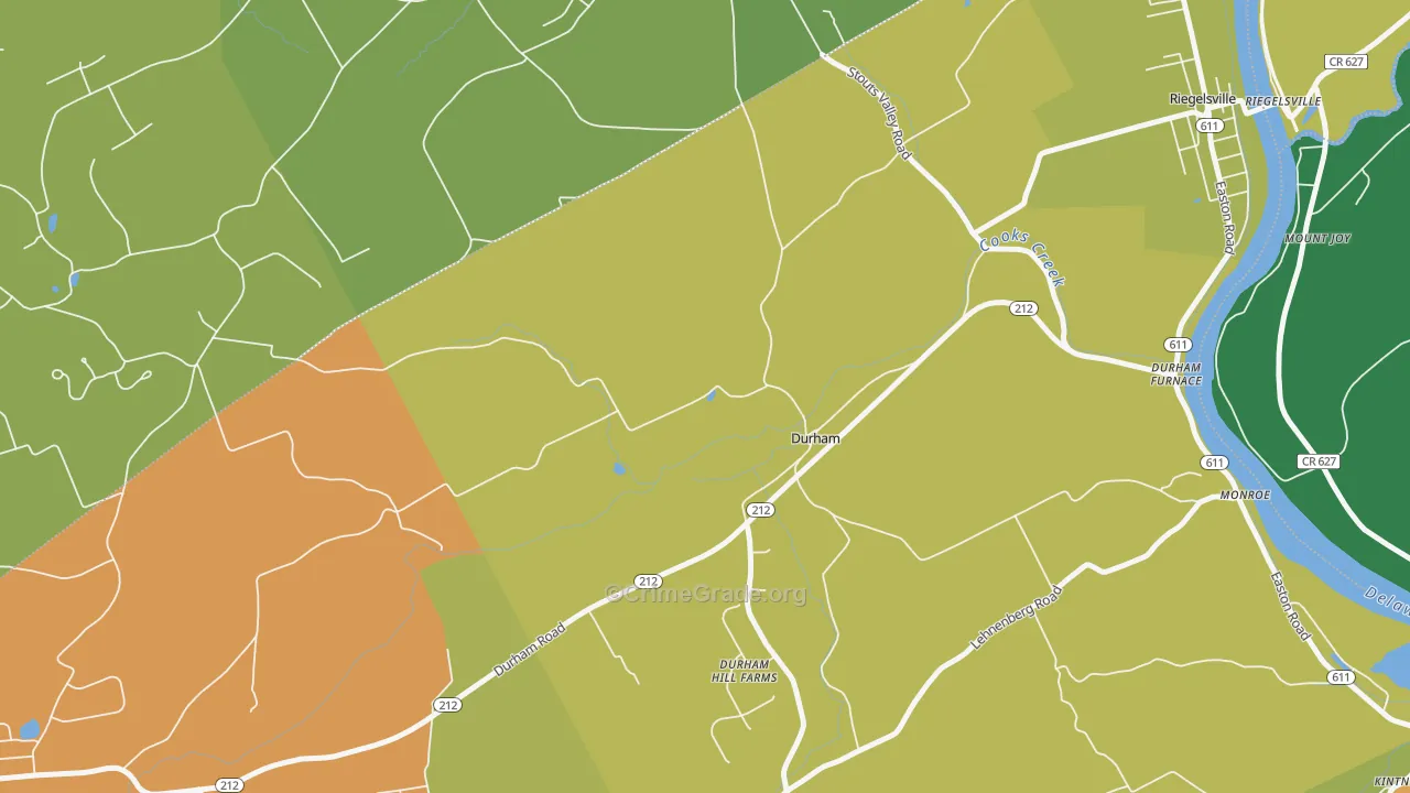 Durham, PA Map of Robbery Rates