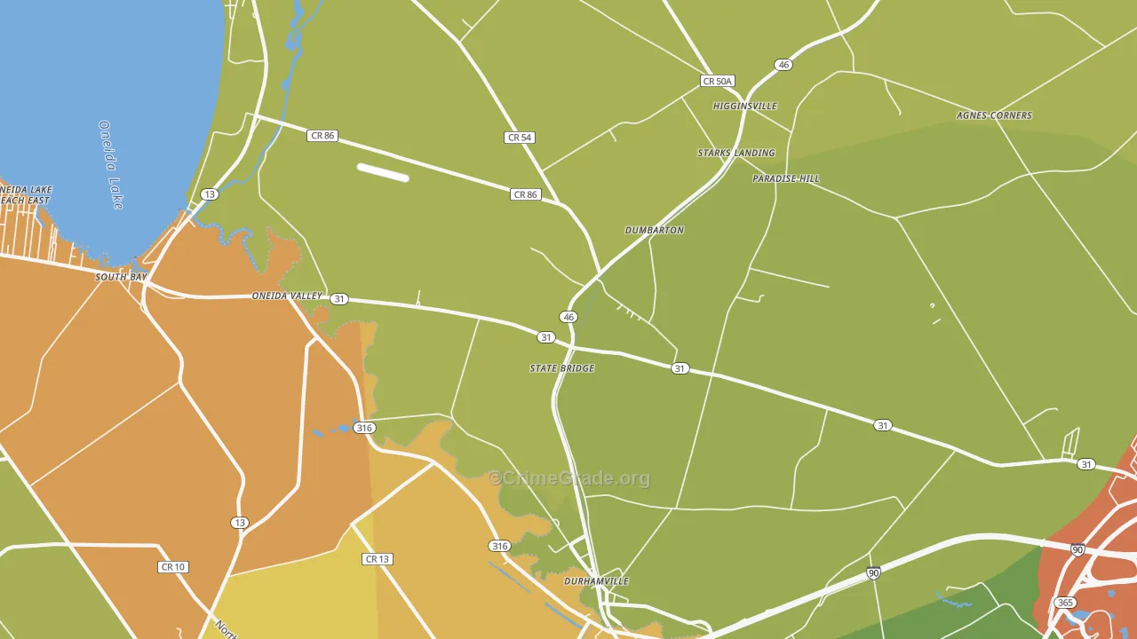 Durhamville, NY Map of Robbery Rates