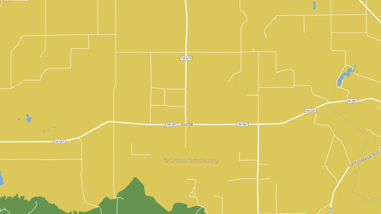 Duster, TX Map of Robbery Rates