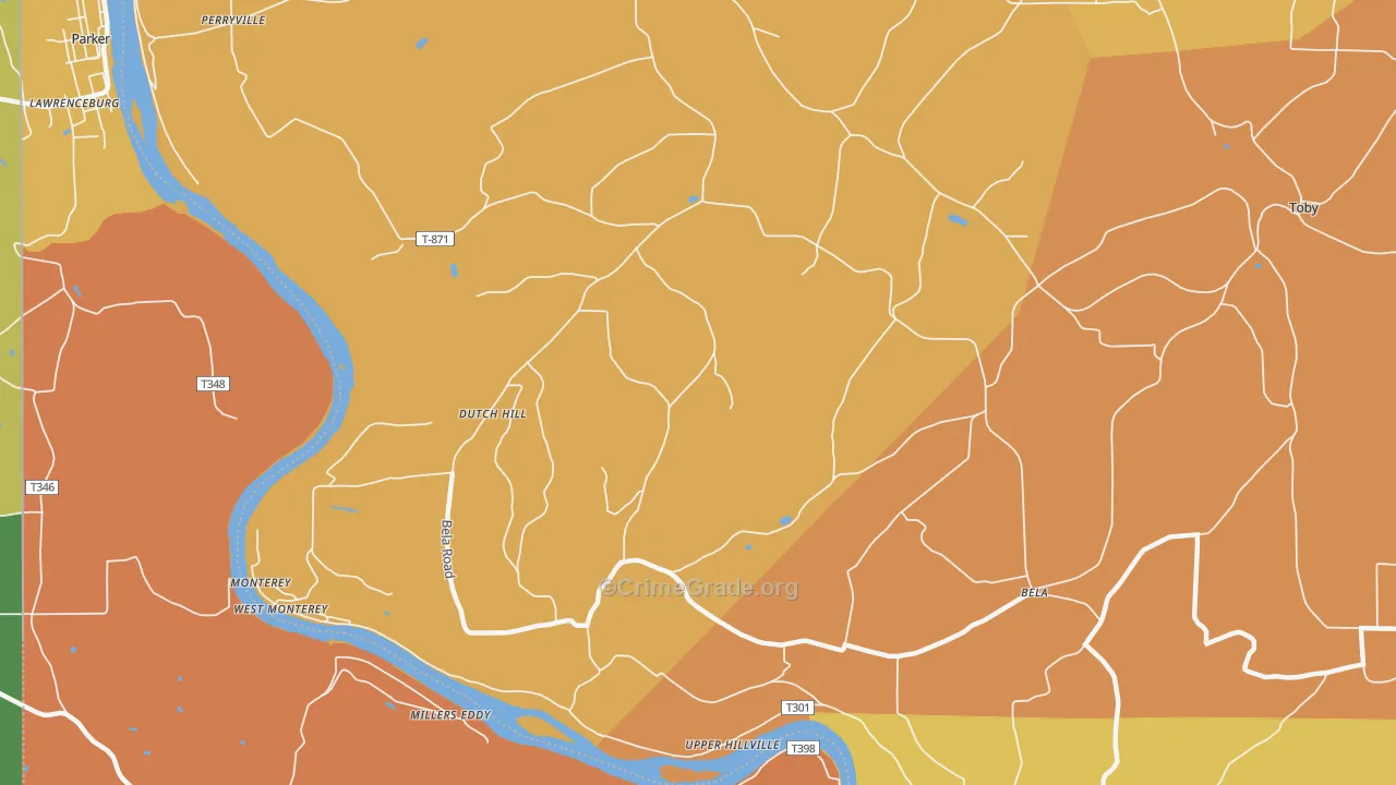 Dutch Hill, PA Map of Robbery Rates