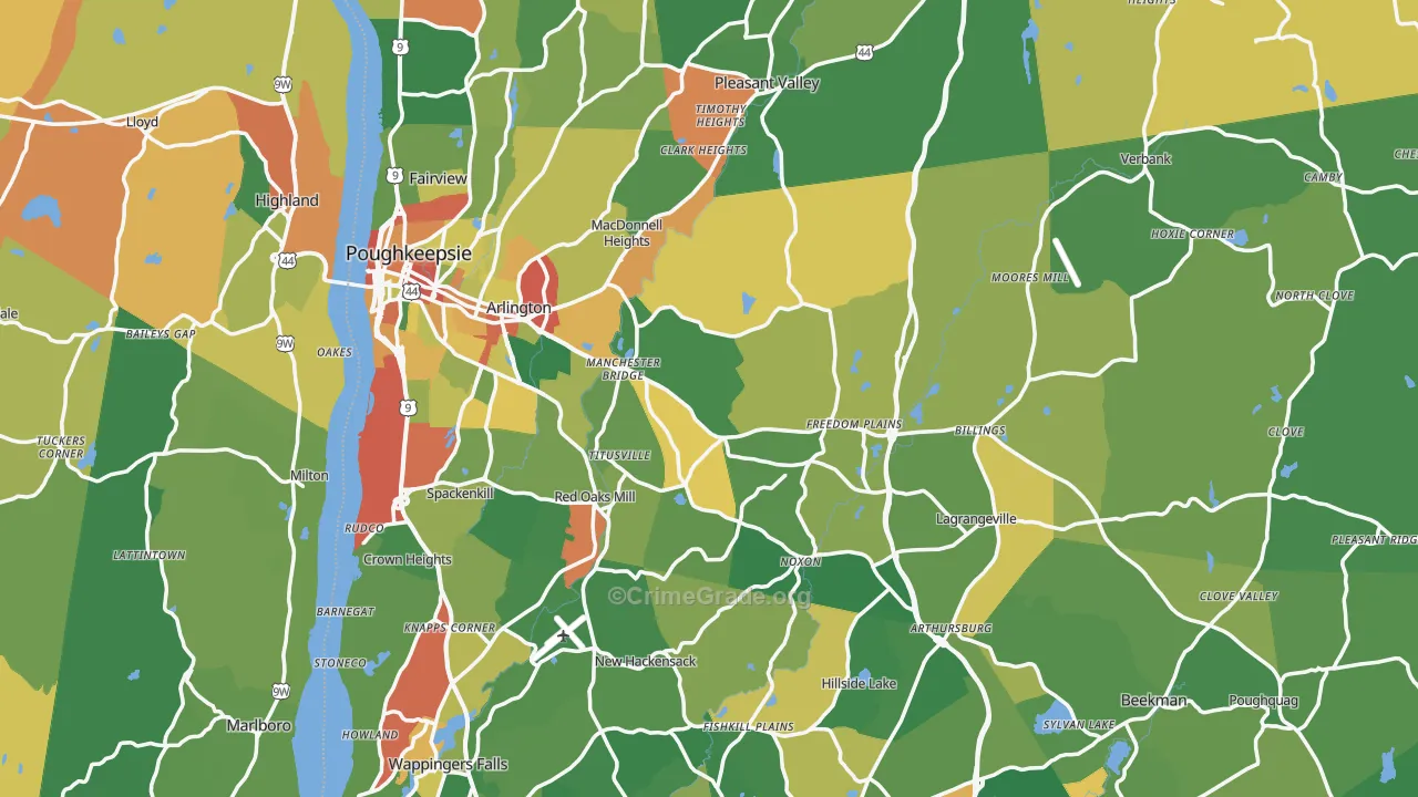 Dutchess County, NY Map of Robbery Rates