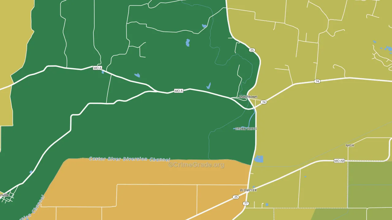 Dutchtown, MO Map of Robbery Rates
