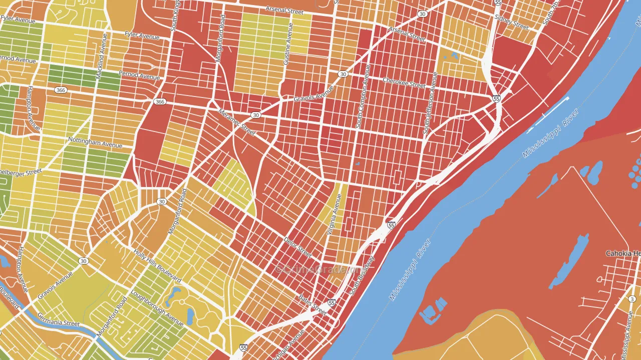 Dutchtown, St. Louis, MO Map of Robbery Rates