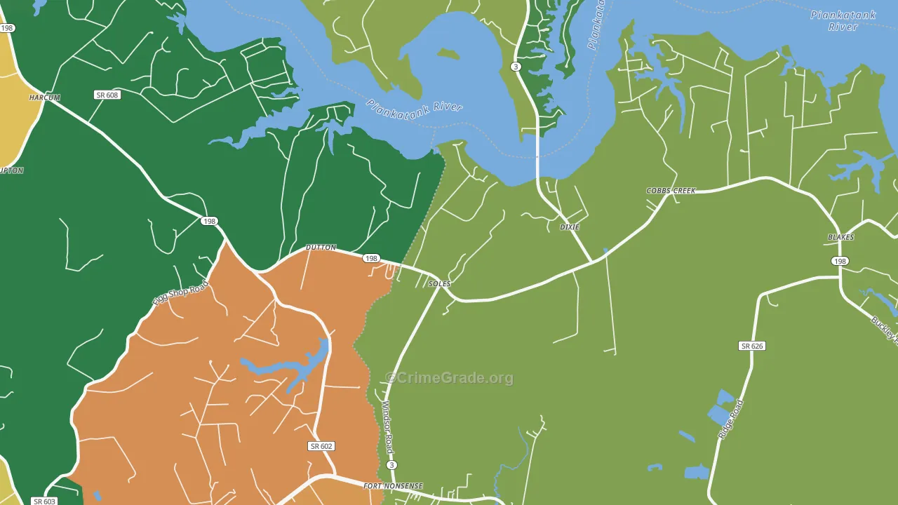 Dutton, VA Map of Robbery Rates