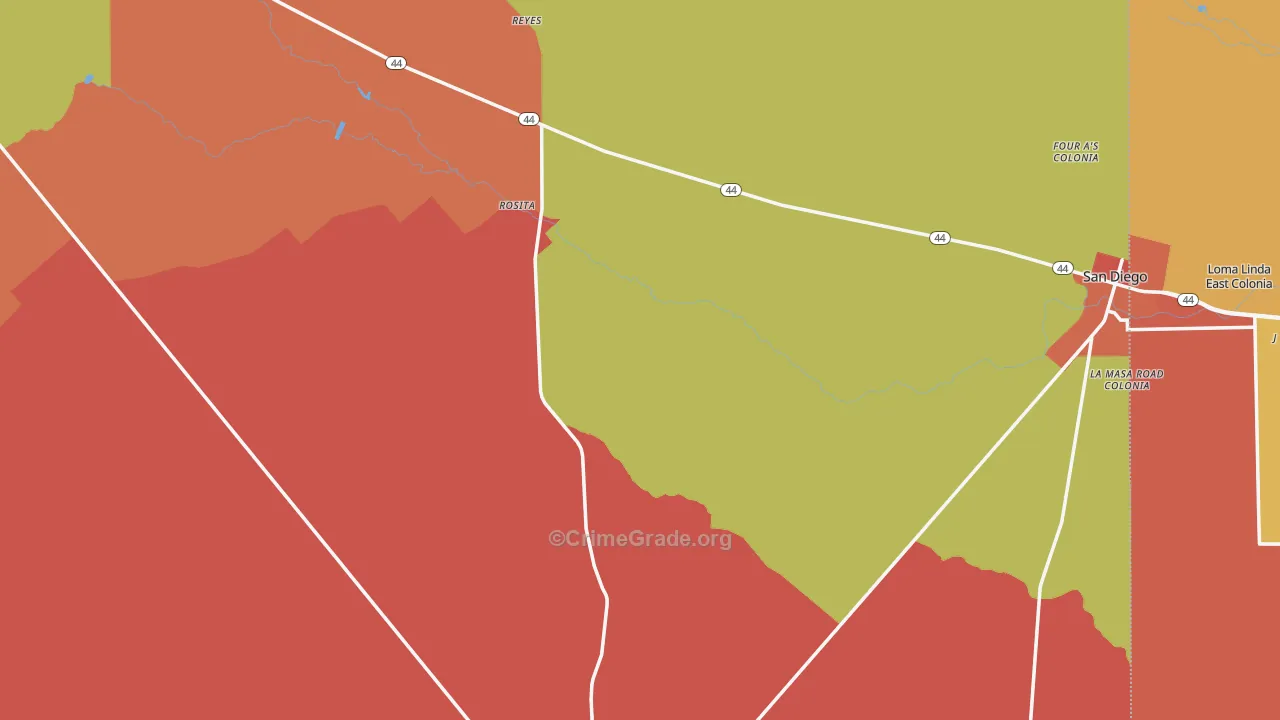 Duval County, TX Map of Robbery Rates