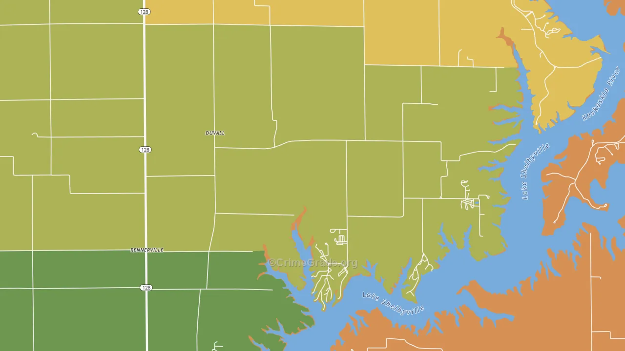 Duvall, IL Map of Robbery Rates
