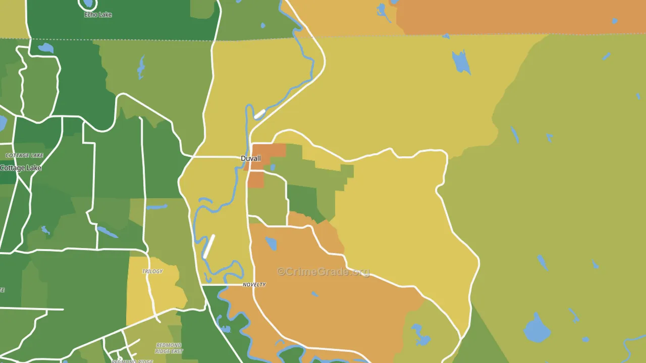 Duvall, WA Map of Robbery Rates