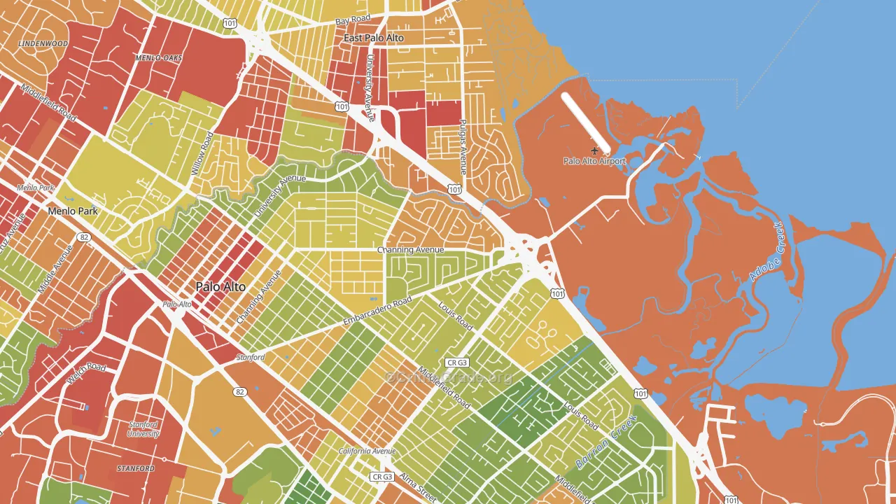 Duveneck-Saint Francis, Palo Alto, CA Map of Robbery Rates