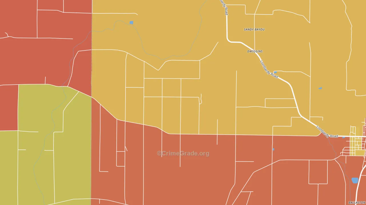 Dwiggins, MS Map of Robbery Rates
