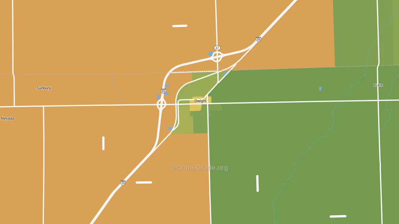Dwight, IL Map of Robbery Rates