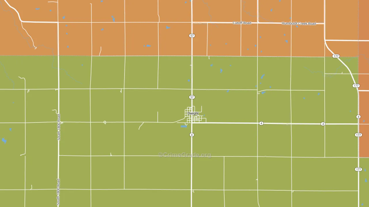 Dwight, KS Map of Robbery Rates