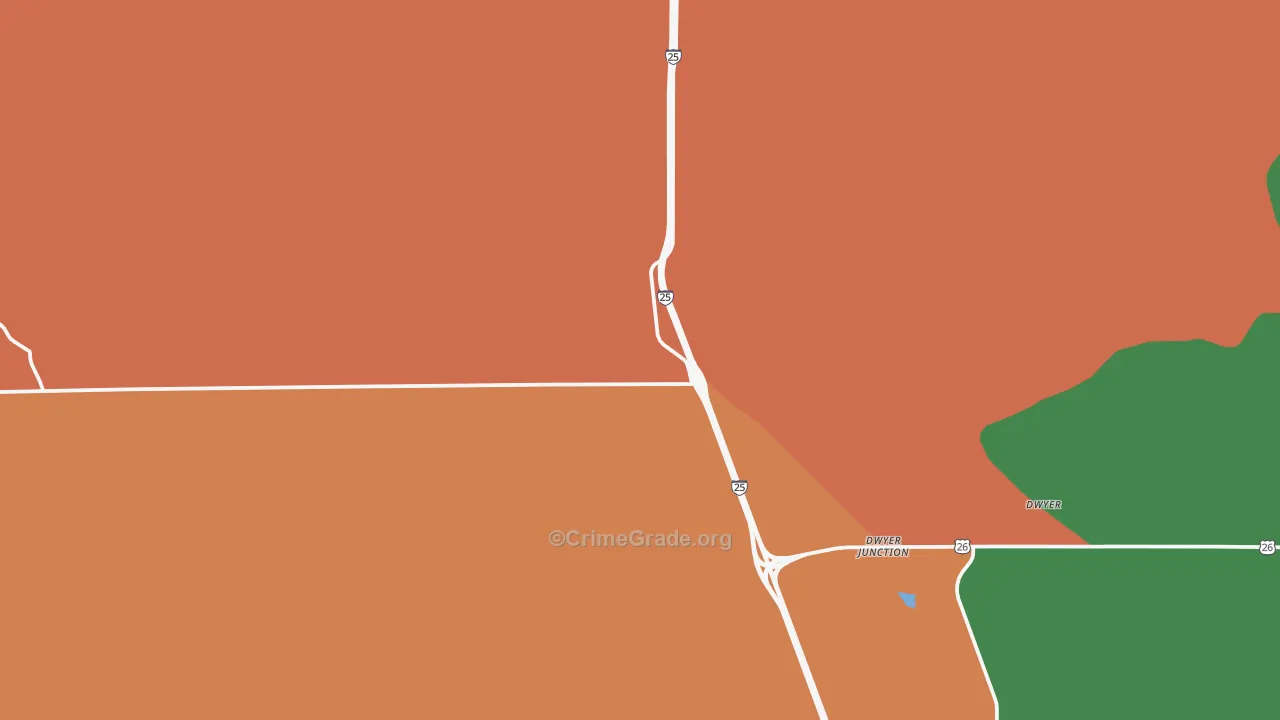 Dwyer, WY Map of Robbery Rates