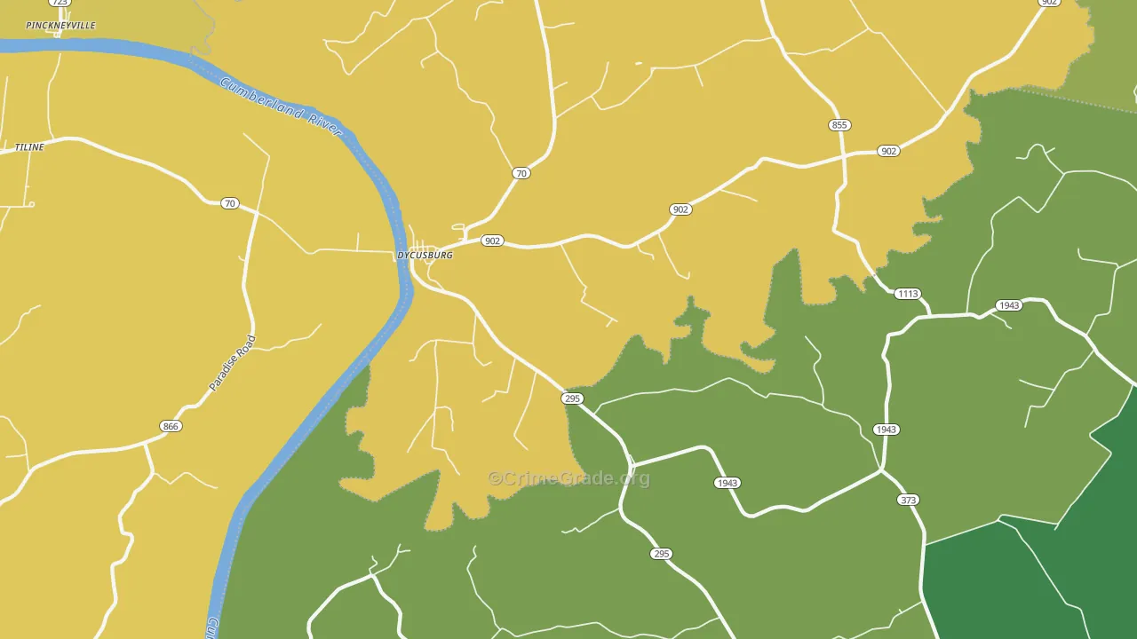 Dycusburg, KY Map of Robbery Rates