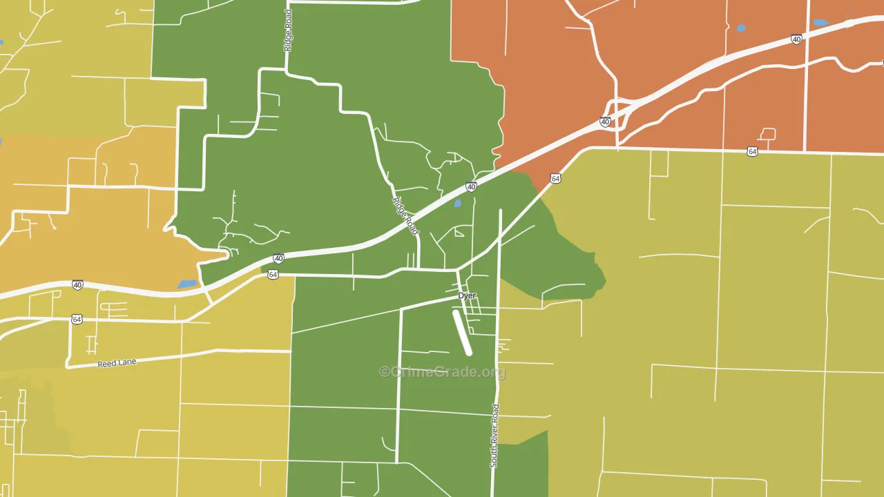 Dyer, AR Map of Robbery Rates