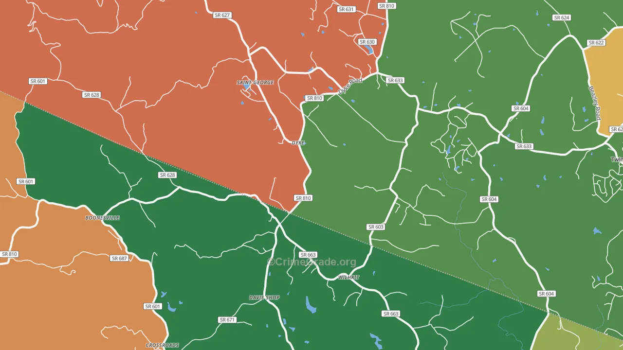 Dyke, VA Map of Robbery Rates