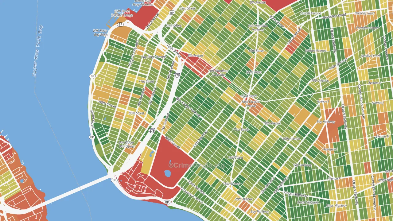 Dyker Heights, Brooklyn, NY Map of Robbery Rates