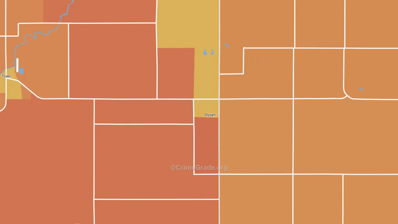 Dysart, IA Map of Robbery Rates