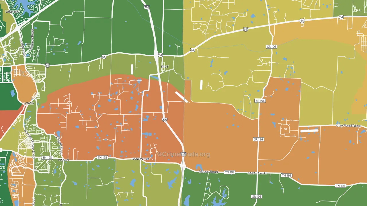 Eads, TN Map of Robbery Rates