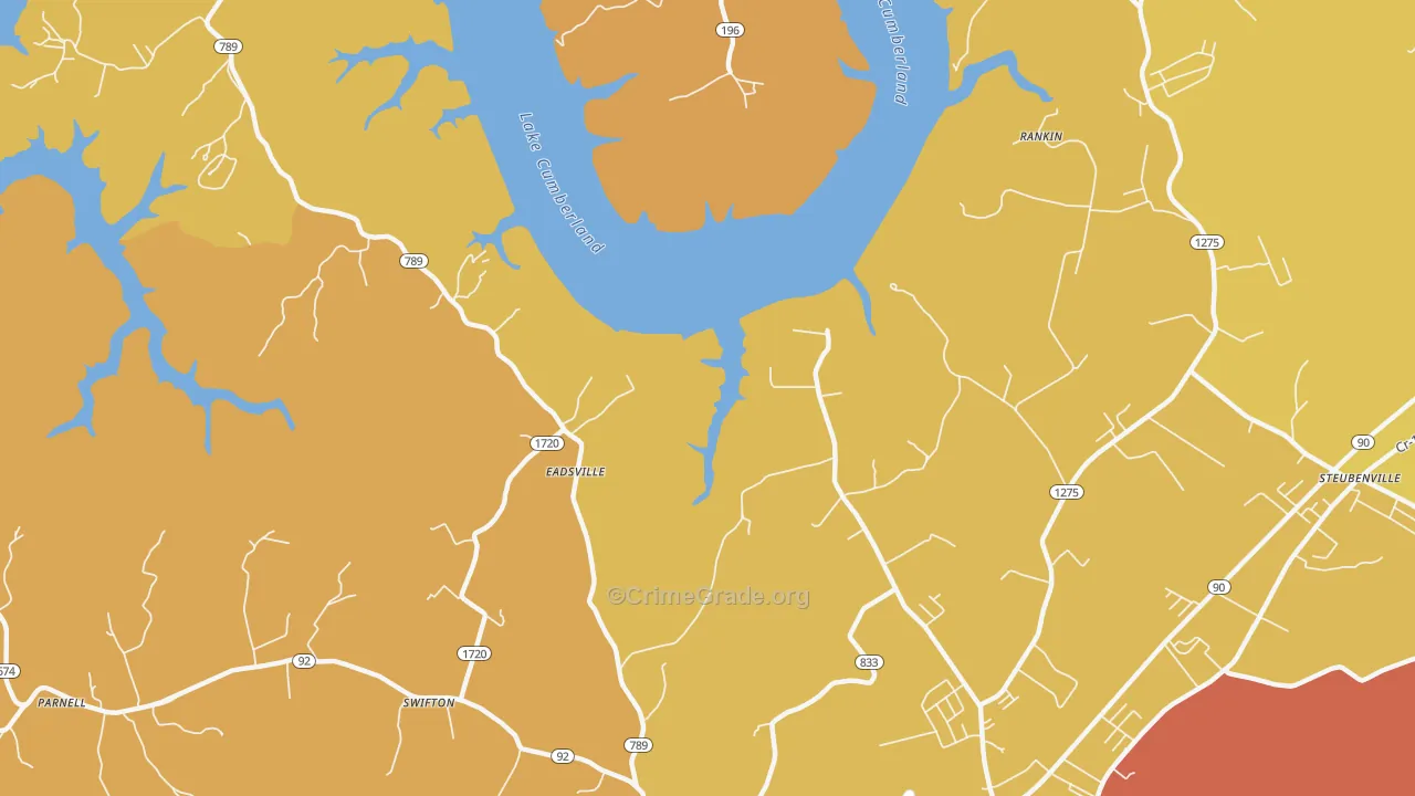 Eadsville, KY Map of Robbery Rates